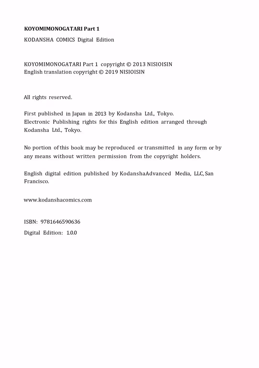 KOYOMIMONOGATARI Part 1